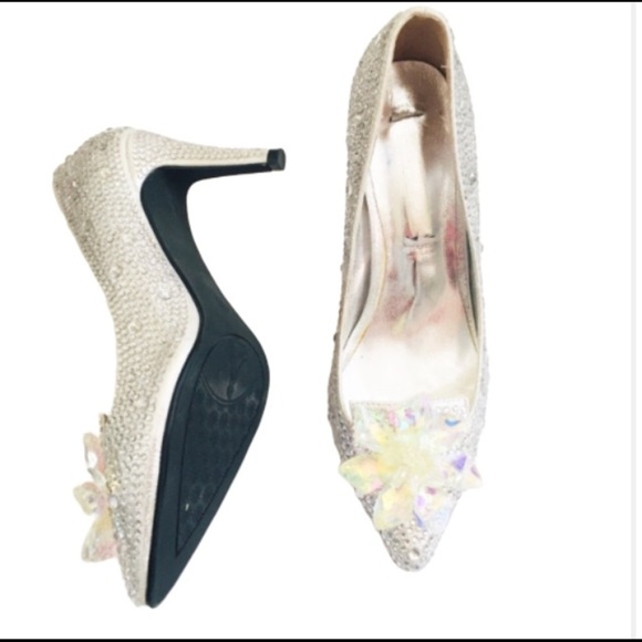 NEW Sequin Jewel Detail Pumps/Heels/Shoes Silver Size  6 - Picture 5 of 6